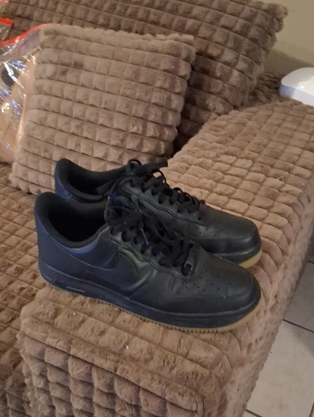Nike Black Leather Low-Top Sneakers with Gum Sole